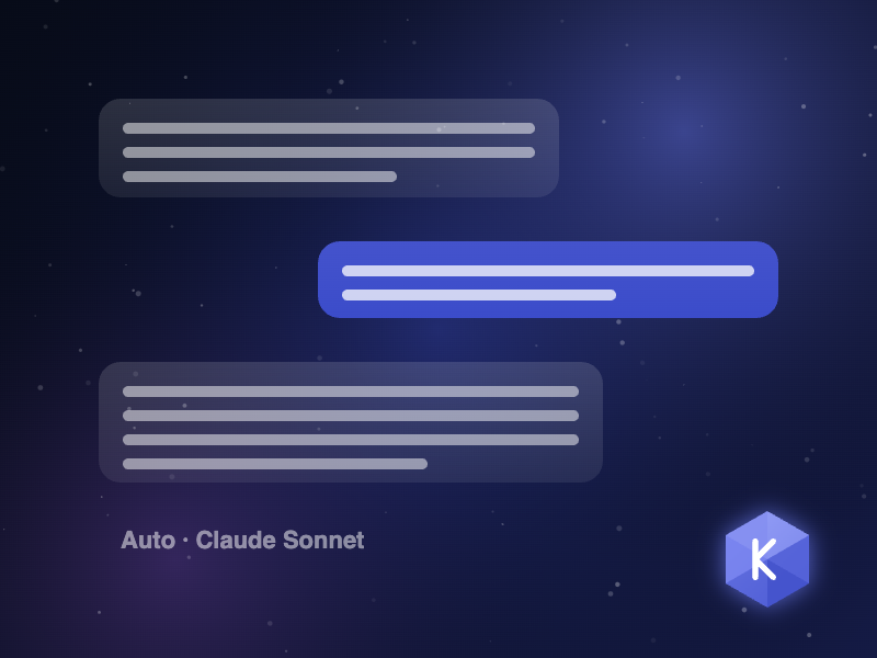 Chatting in Kryotta with Auto model routing choosing the best model for each prompt